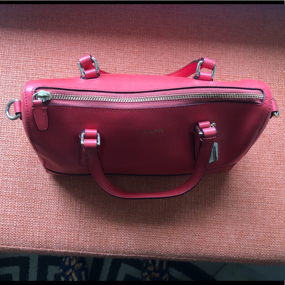 Coach Red Leather Crossbody Satchel - Picture 3 of 11